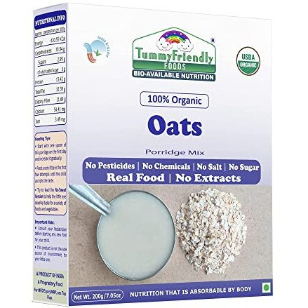 TummyFriendly Foods Certified Organic Oats Porridge Mix | India-Organic Certified Organic Oats for Baby 6 Months | No Sugar, No Salt, No Milk, No Chemicals, No Pesticides & No GMO | Rich in Protein, Beta Glucon, Healthy Fat and Dietary Fiber | Maximum Possible Nutrition From Real Food | Available in Trial Baby Packs too | Shelf-life 9 Months | 200g