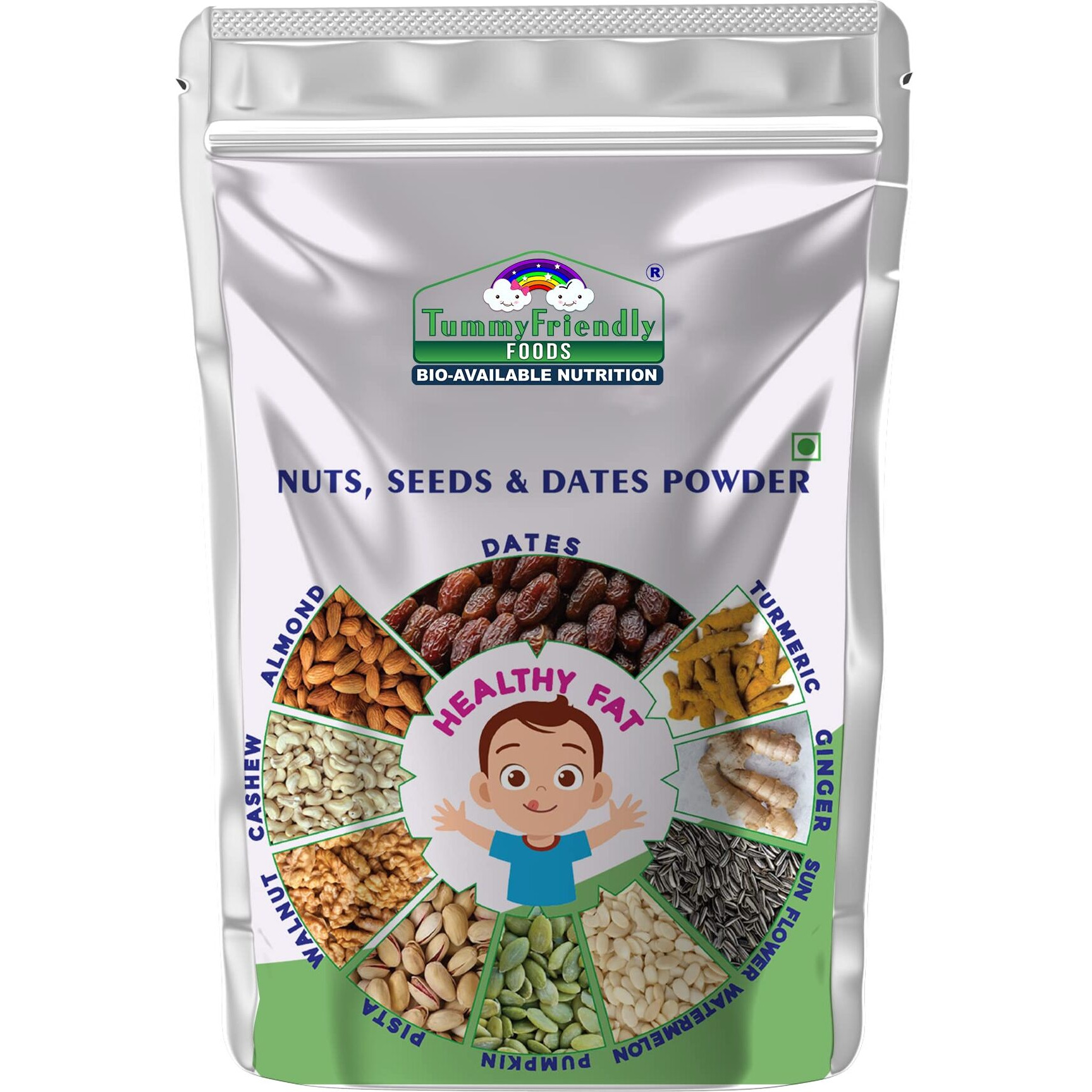 TummyFriendly Foods Premium Nuts, Seeds and Dates Powder | Dry Fruit Powder For Baby Kids | Organic Dry Nuts Powder For Babies Kids and Adults | No Hidden Sugar | No Preservatives | 200g (200)