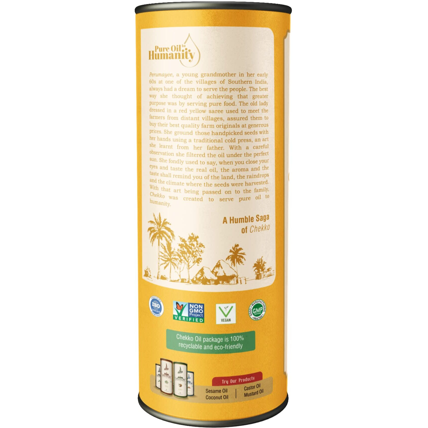 Chekko Cold Pressed Sunflower Oil (Virgin, Kachi Ghani, Chekku) | 100% Natural, Pure & Wood Pressed (1L) for Cooking