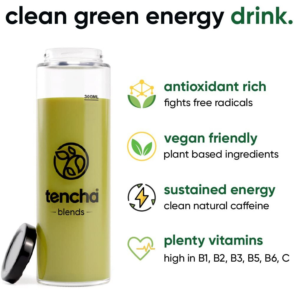 Tencha Iced Matcha Energy Drink | Pack of 5 Sachets + Tumbler 300 ML | Energy Drink Powder for Focus, No Preservatives | Stay Active 6 Hours Straight | Japanese Matcha Green Tea | Natural Caffeine