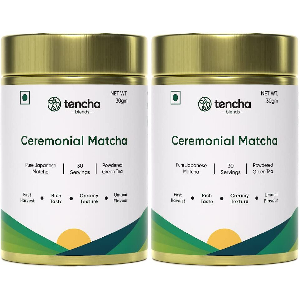 Tencha Ceremonial Matcha With Free Spoon | 60 Servings | Japanese Matcha Green Tea Powder | Sourced From Shizouka, Japan | No Artificial Sweeteners | 30 Gm X 2 Packs, 30 grams