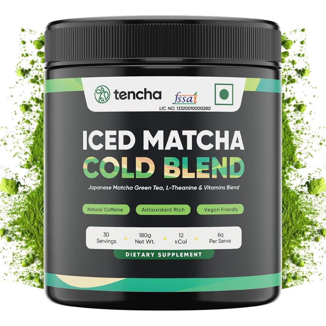 Tencha Iced Matcha Energy Drink, 30 Servings Jar, 180 GM | Energy Drink Powder for Focus, No Preservatives | Stay Active 6 Hours Straight | Japanese Matcha Green Tea | Natural Caffeine