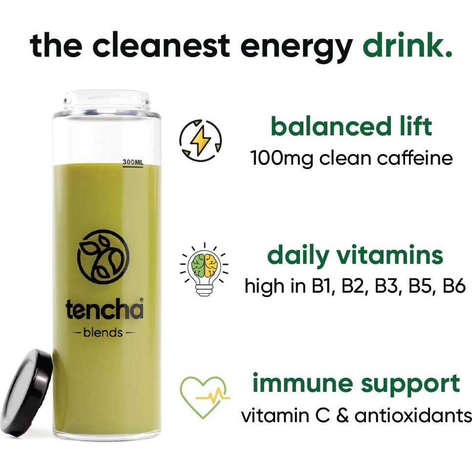Tencha Iced Matcha Energy Drink, 30 Servings Jar, 180 GM | Energy Drink Powder for Focus, No Preservatives | Stay Active 6 Hours Straight | Japanese Matcha Green Tea | Natural Caffeine