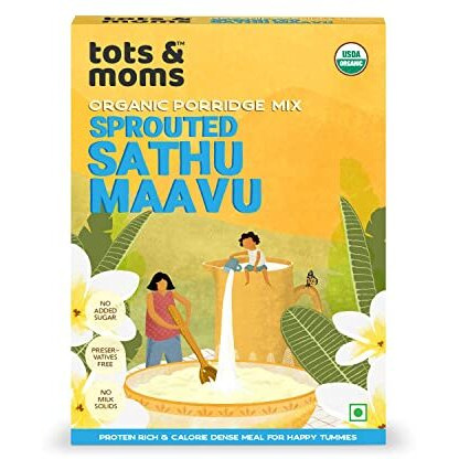 Tots & Moms Multigrain Millets Porridge Mix - Sprouted Sathu Maavu 200g | Wholesome Porridge with Sprouted Millets, Pulses, Dry Fruits & Nuts | Porridge Mix for Kids