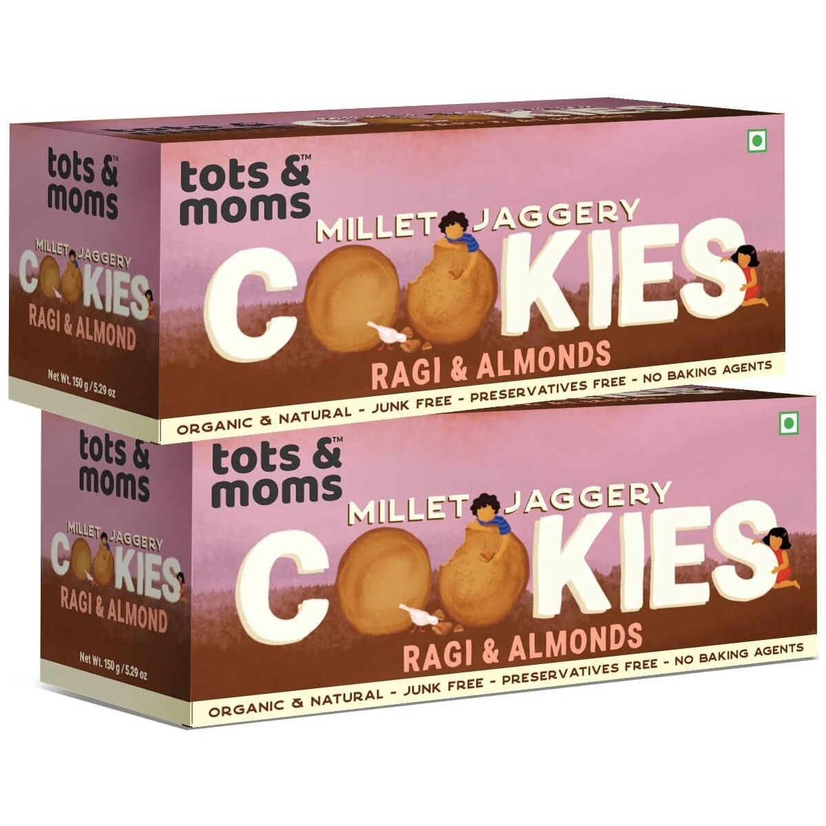 Tots & Moms Healthy & Nutritional Millet & Jaggery Cookies |Ragi & Almonds|Pack of 2
