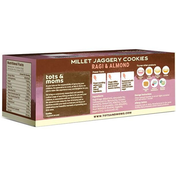 Tots & Moms Healthy & Nutritional Millet & Jaggery Cookies |Ragi & Almonds|Pack of 2
