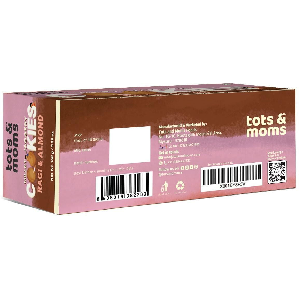 Tots & Moms Healthy & Nutritional Millet & Jaggery Cookies |Ragi & Almonds|Pack of 2