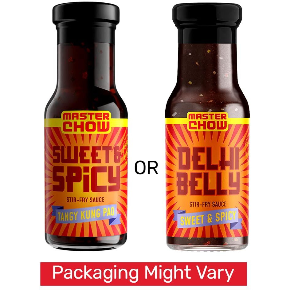MasterChow Sweet & Spicy Stir Fry Cooking Sauce - 220 gm | Medium Spicy | Serves 4-5 Meals | Delhi Belly Sauce