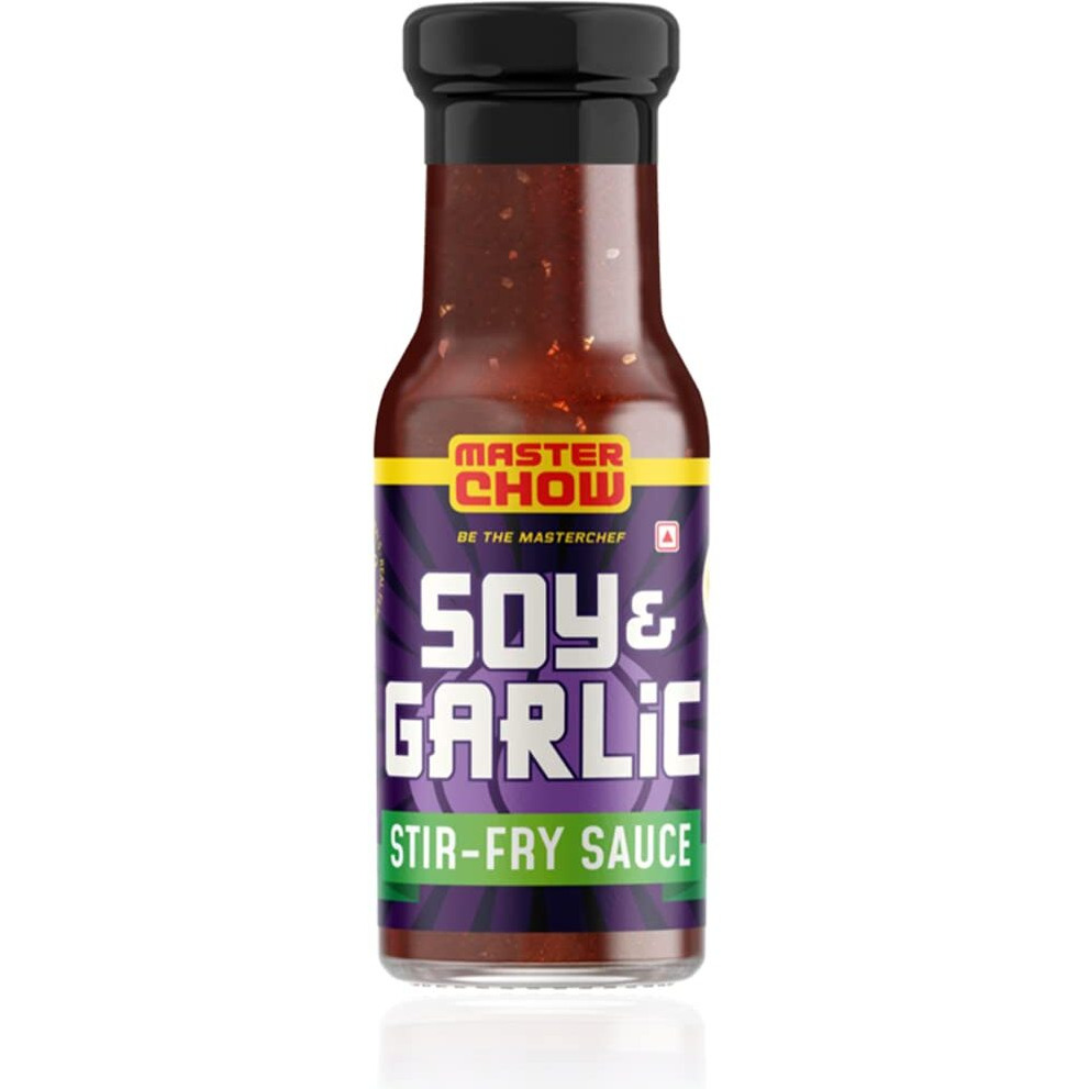 MasterChow Soy & Garlic Stir-Fry Cooking Sauce 220gms | Healthy, Low Calorie - only 40Kcal Per Serve | Non-Spicy Taste | With Real Oyster Sauce | Serves 4-5 Meals