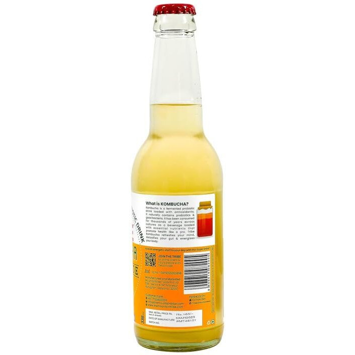 Tribe Kombucha Naturally Sparkling Probiotic Super Drink| Hibiscus & Lemon | Gut Friendly | Gluten free | Immunity Booster | Antioxidant and Hydration | Pack of 4 |210 ML