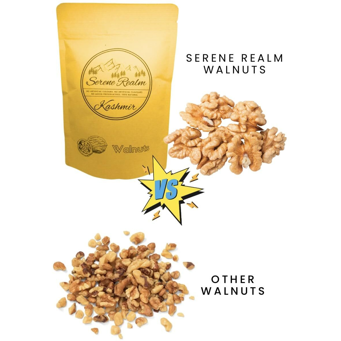 Serene Realm | Kashmiri Walnuts 250Gm Without Shell | Fresh Harvest | Premium variety | Akhrot Giri | 250Gm