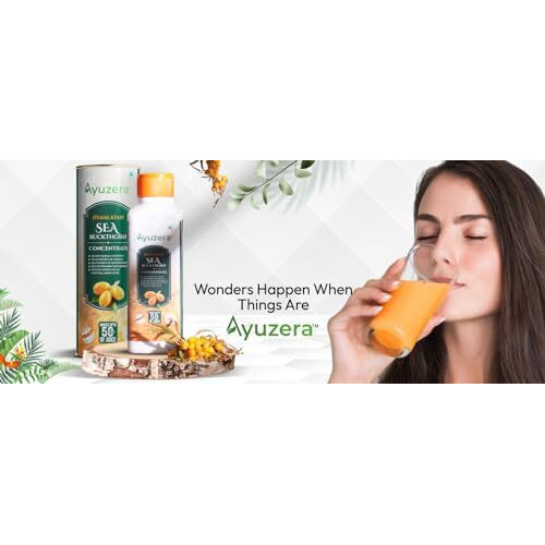 Ayuzera Himalayan Sea Buckthorn Pulp Concentrate 300ml | Liquid Supplements | Makes up to 50 Glass Juice (Rich in Vitamin C) | Lab Tested | Omega 3, 6, 7, and 9, and Antioxidants | (1)