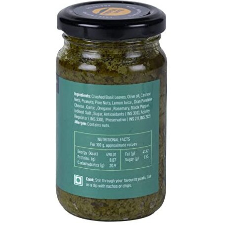 Bun Maska Green Basil Pesto Sauce For Simple Meals and Sides Creamy Pesto | No Artificial Flavors | No Added Msg | Italian Toppings Sauce (190gm)