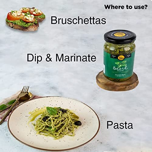 Bun Maska Green Basil Pesto Sauce For Simple Meals and Sides Creamy Pesto | No Artificial Flavors | No Added Msg | Italian Toppings Sauce (190gm)