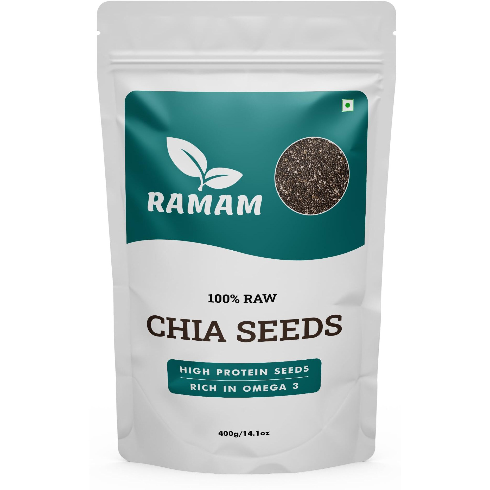 Ramam Chia seeds 400gm For Weight Management | Natural Chia Seeds for Eating - Rich in Omega 3| High Protein seeds | Gluten Free |Helps in Manage Cholesterol level & Blood Pressure - 400g (Pack of 1)