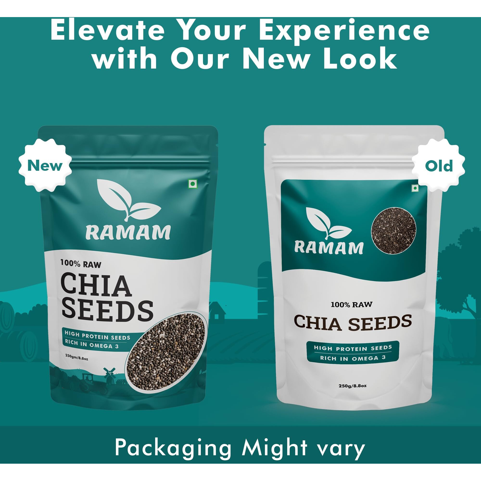 Ramam Chia Seeds for Weight Management -100% Clean Superfood | Rich in Omega-3, Protein, Fiber & Calcium | Gluten-Free | Ideal for Weight Loss, Heart Health & Healthy Snacks | Versatile for Eating & Baking - 250g