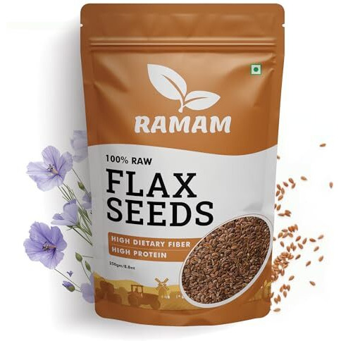 Ramam Flax Seeds 250gm | Natural Raw Flax seeds for Eating | High Dietary Fiber | Rich in Magnesium |Helps in Manage Blood sugar levels & Heart Health | Helps in Hair Growth| Alsi Seeds- 250gm