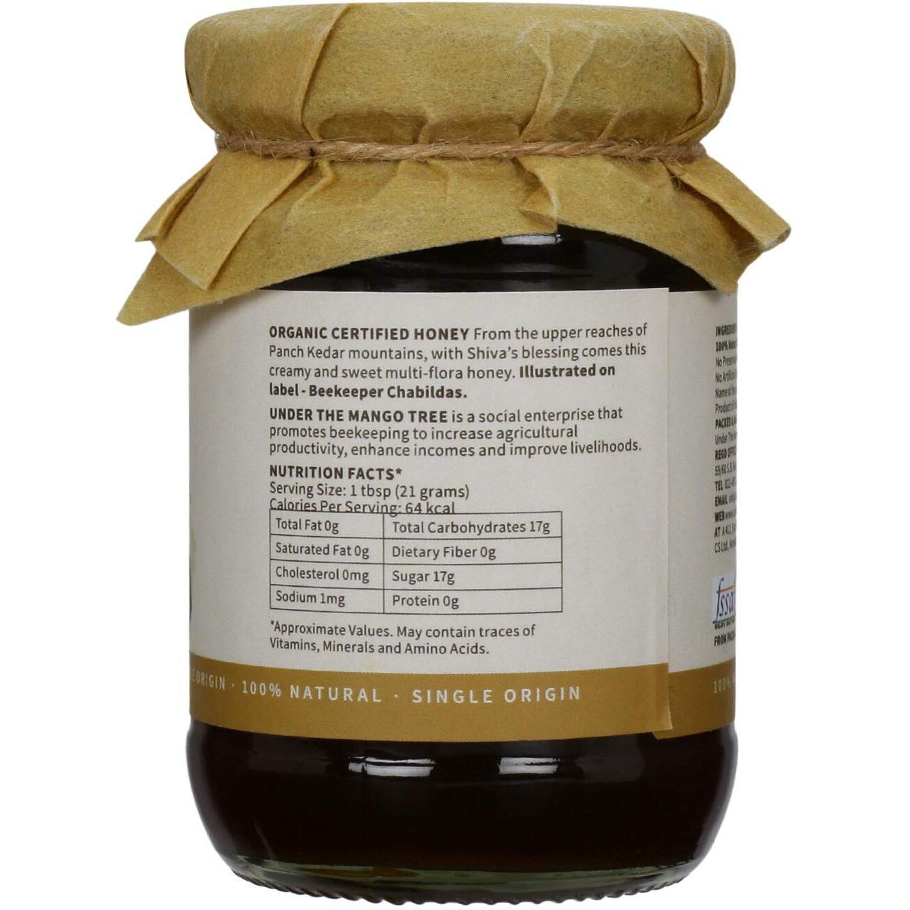 UTMT Under the Mango Tree Certified Organic Honey, 200g - 100% Pure, Natural & Ethically Sourced | NMR Tested | Raw & unprocessed honey with no preservatives, Single Origin Honey.