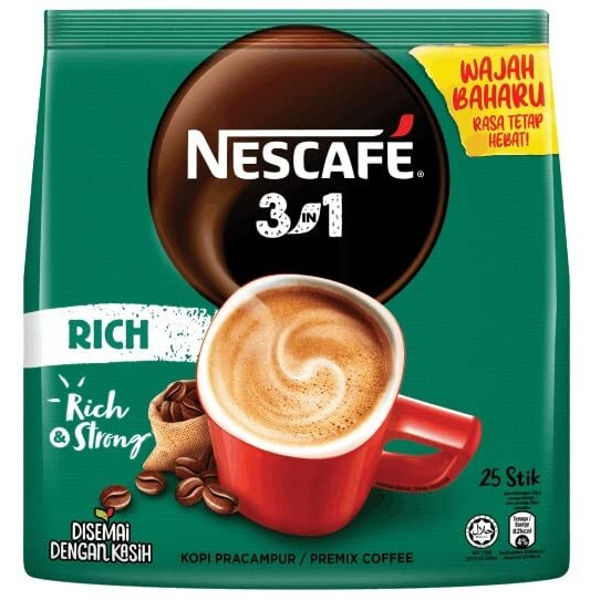 Nescafe 3 In1 Rich Premix Coffee 25 Sticks 450Gram, Bag