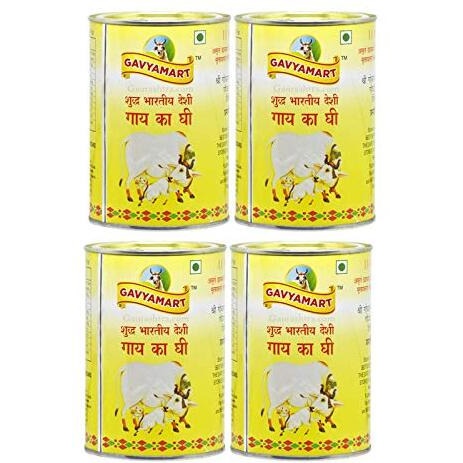 Gavyamart Indian A2 Cow Ghee 100% Pure Non GMO - Made of kankrej Organic Cow Ghee-Pack of 4