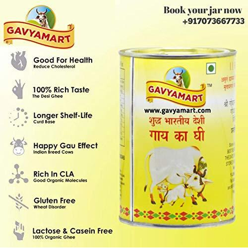 Gavyamart Indian A2 Cow Ghee 100% Pure Non GMO - Made of kankrej Organic Cow Ghee-Pack of 4