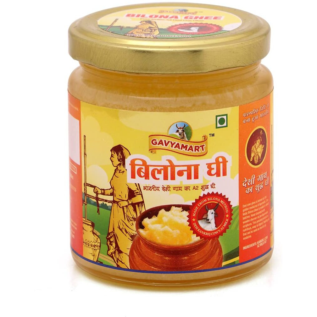 Gavyamart Bilona ghee 100% Fresh Pure Desi Kankrej Organic Non GMO Cow Ghee-Made Using Traditional Bilona Method - Glass jar pack (200 ML)
