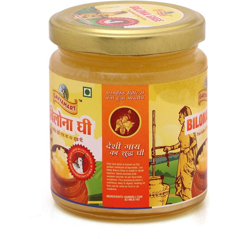 Gavyamart Bilona ghee 100% Fresh Pure Desi Kankrej Organic Non GMO Cow Ghee-Made Using Traditional Bilona Method - Glass jar pack (200 ML)