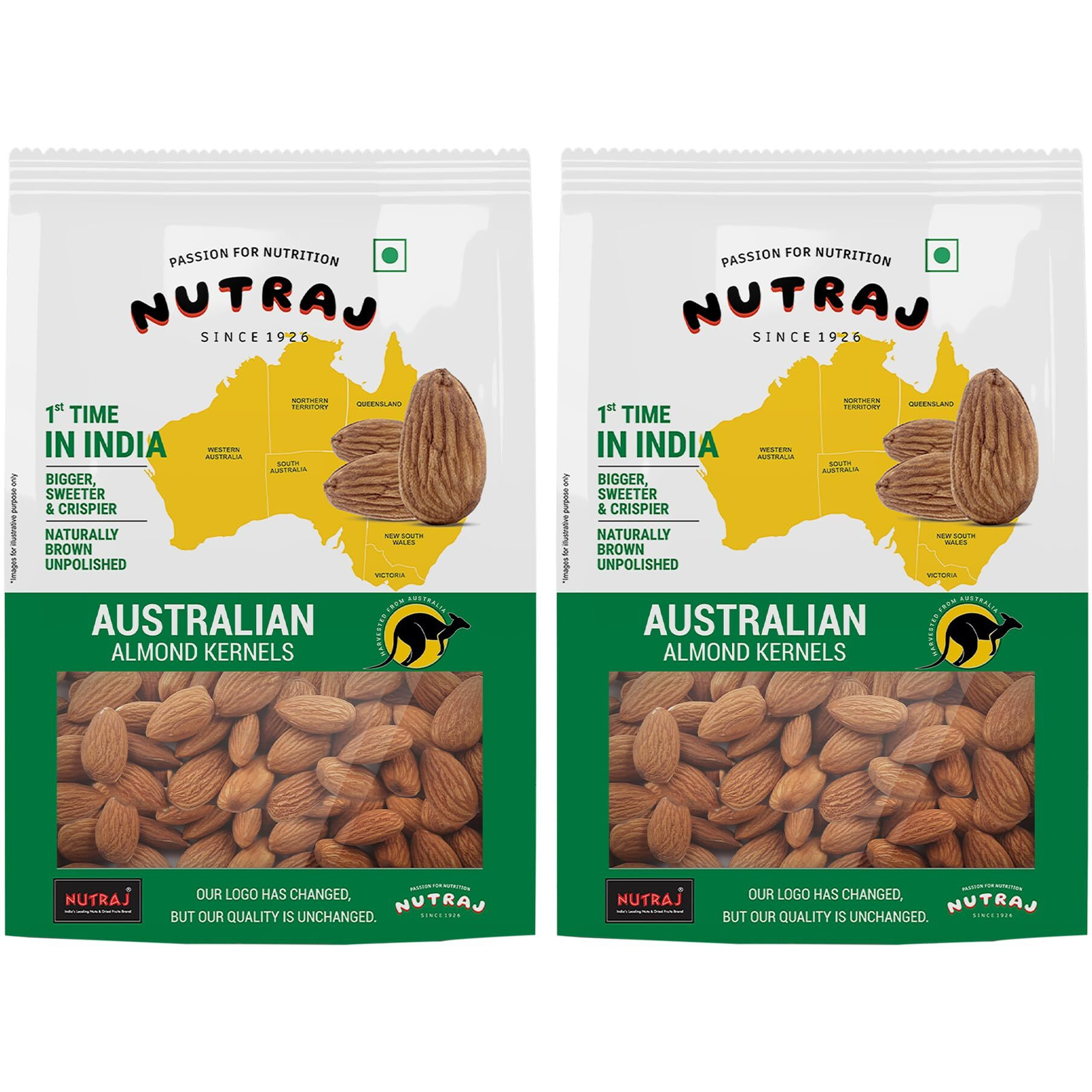 Nutraj Australian Almonds (Badam Giri) 1kg (500g x 2) Pouch - Whole | Dry Fruits and Nuts | Grocery