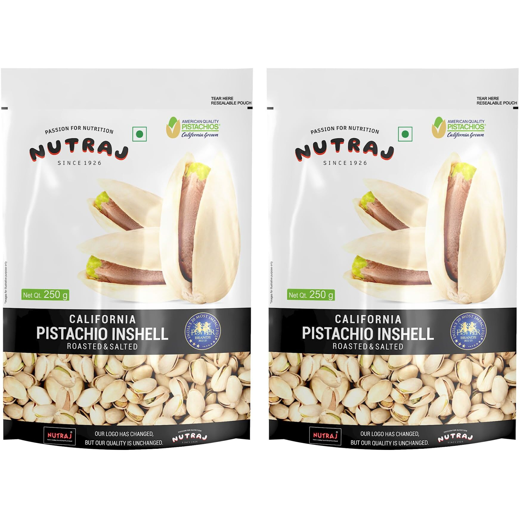 Nutraj California Pistachios (Pista) 500g (250g x 2) Pouch Roasted & Salted | Dry fruits grocery | Inshell Pista