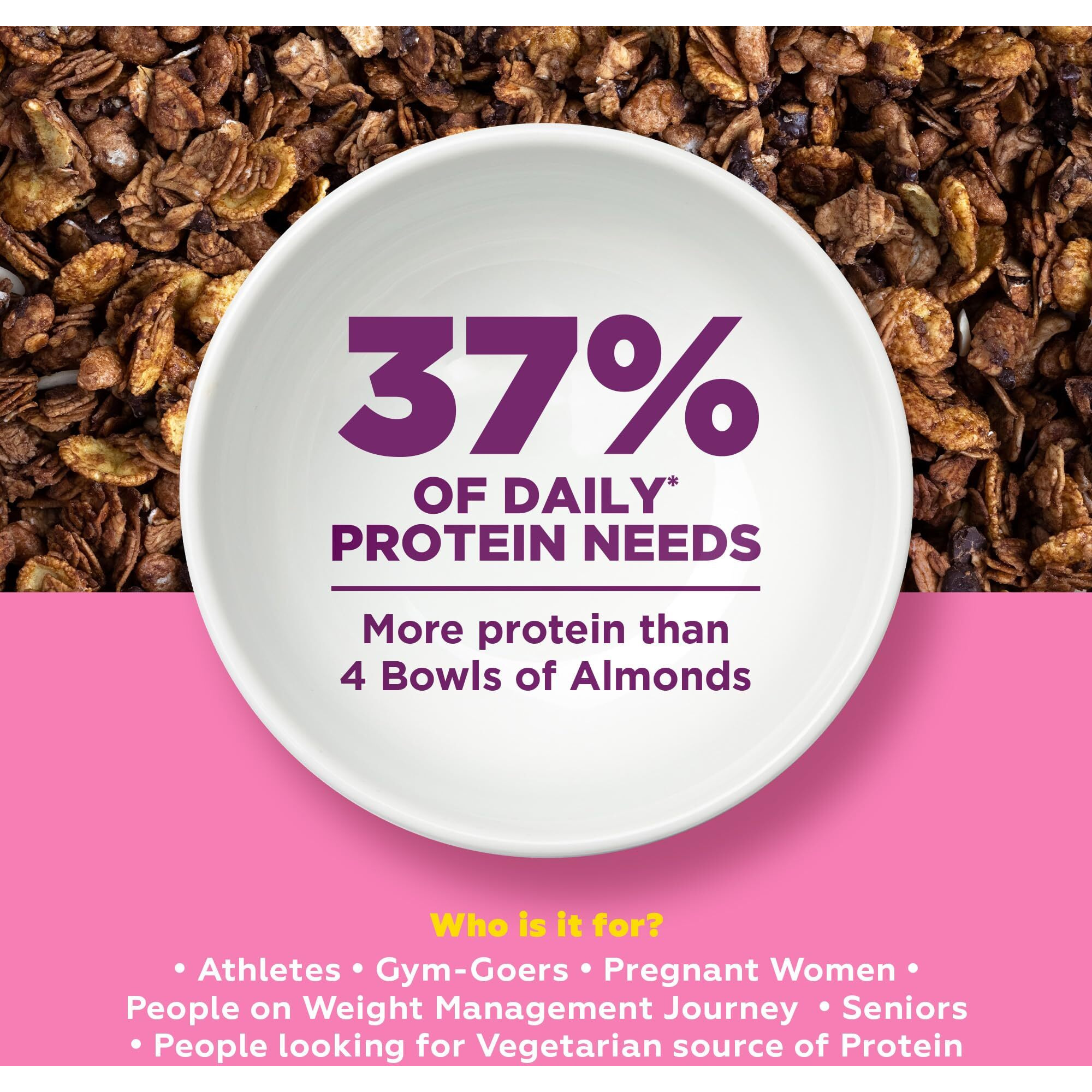 Yogabar Super High Protein Muesli 850g | 23g Protein | With Probiotics and Whey | No Refined Sugar | Easy on gut | Choco Almond | Protein Snack | High Fiber Food | Breakfast Cereal, Pack of 2