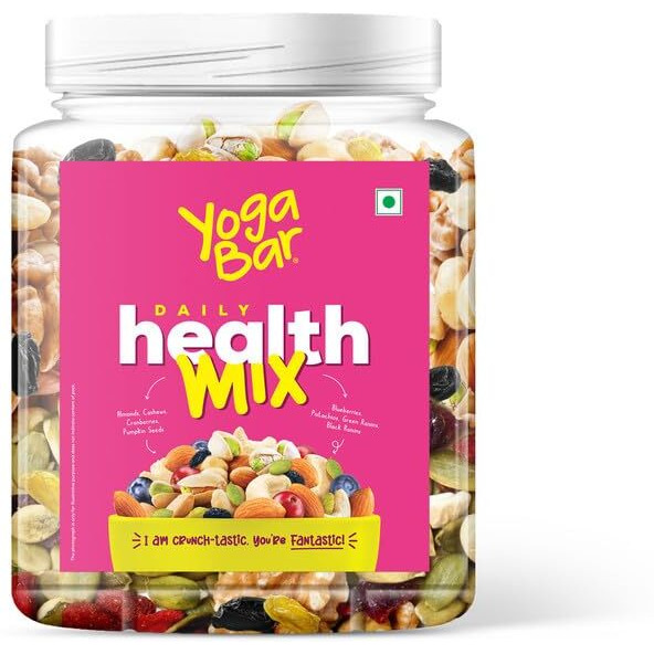 Yogabar Trail Mix - Daily Health Mix 850g - Healthy Trail Mix with Dry Fruits Nuts Seeds - Almonds Cashews Pista Raisins Blueberries Cranberries Pumpkin Seeds - Healthy Snack Reusable Jar 850g