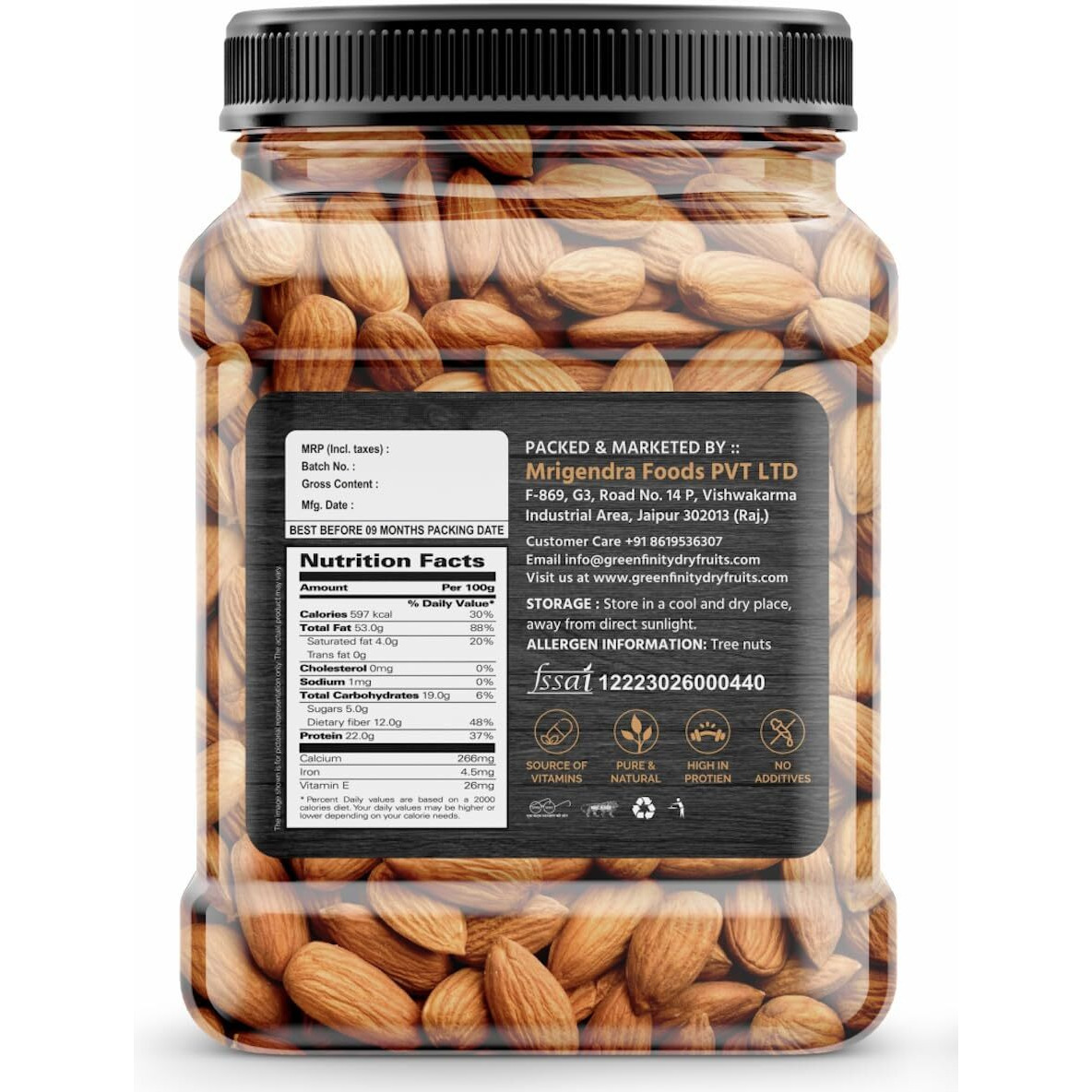 GreenFinity Fresh Almonds 1KG | Badam | Healthy and Tasty Dry Fruits Delicious Snacks