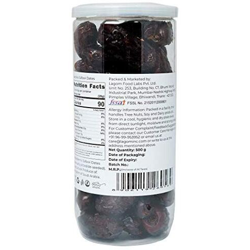 Lagom Gourmet Seedless Safawi Dates 1 Kg | Saudi Arabia Dates | All Natural | No Preservatives | No Added Sugar | Gluten Free Vegan Plant Based Non Gmo Dates Dry Fruits Khajur| Khejur