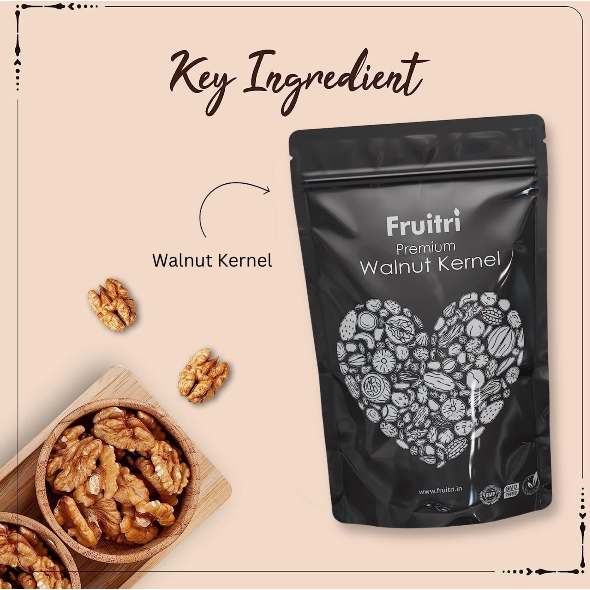 Fruitri Premium Kashmiri Walnut Without Shell, Akhrot Giri,raw,400grams
