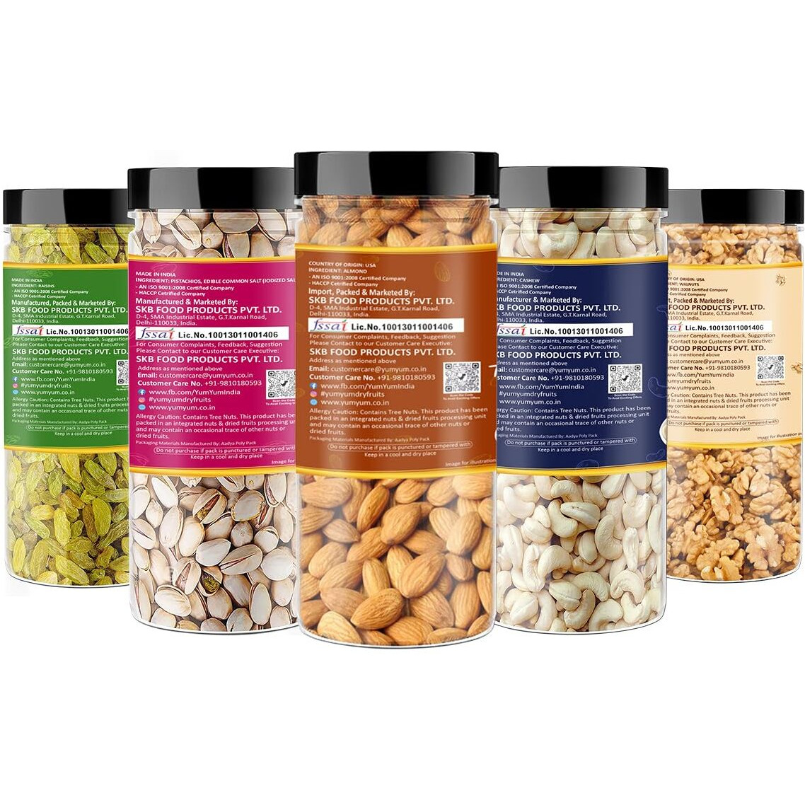 YUM YUM Dry fruits combo pack of 5 Healthy Badam, Kaju, Pista, Kishmish & Akhrot 750g - Almonds, Cashews, Pistachios, Raisins, Walnuts