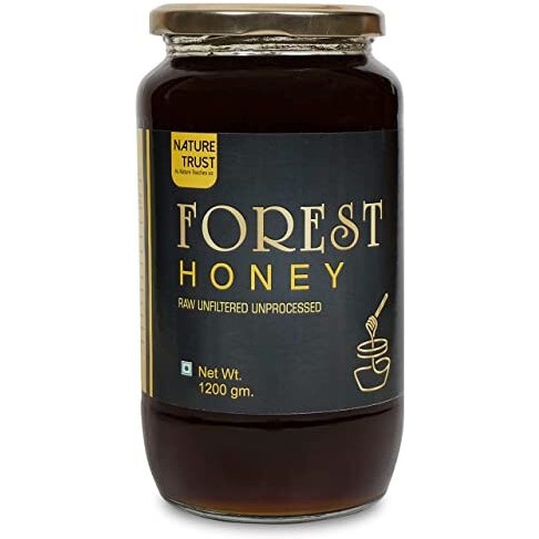 Nature Trust Raw Organic Forest Honey,1200 Gram, Wild, Unprocessed, Unheated, Non Pasteurized, Original Honey 100% Pure and Natural (1.2 Kg)