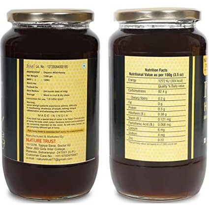 Nature Trust Raw Organic Forest Honey,1200 Gram, Wild, Unprocessed, Unheated, Non Pasteurized, Original Honey 100% Pure and Natural (1.2 Kg)