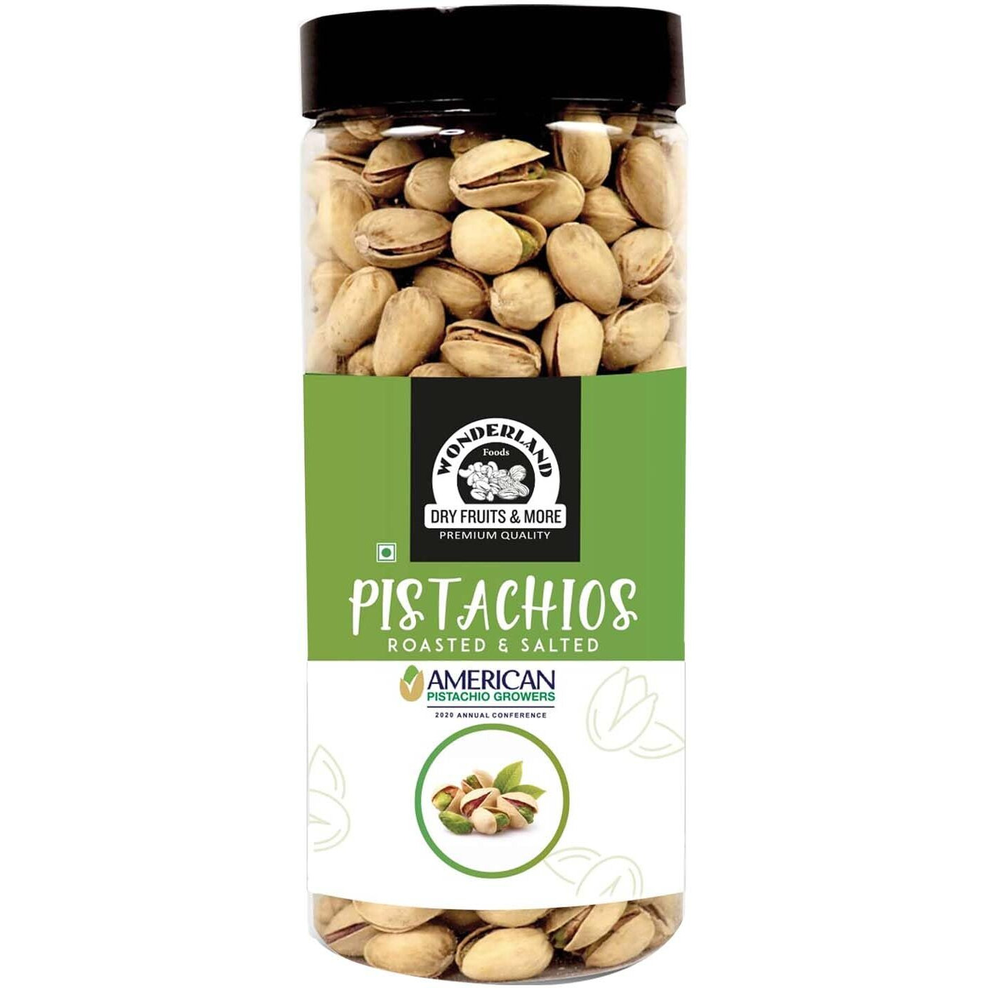 WONDERLAND FOODS (DEVICE)Dry Fruits American California Roasted & Salted Jumbo Pistachios (Pista) 500g Jar | Super Crunchy & Delicious Healthy Snack | Vitamins & Minerals Rich | Immunity Booster