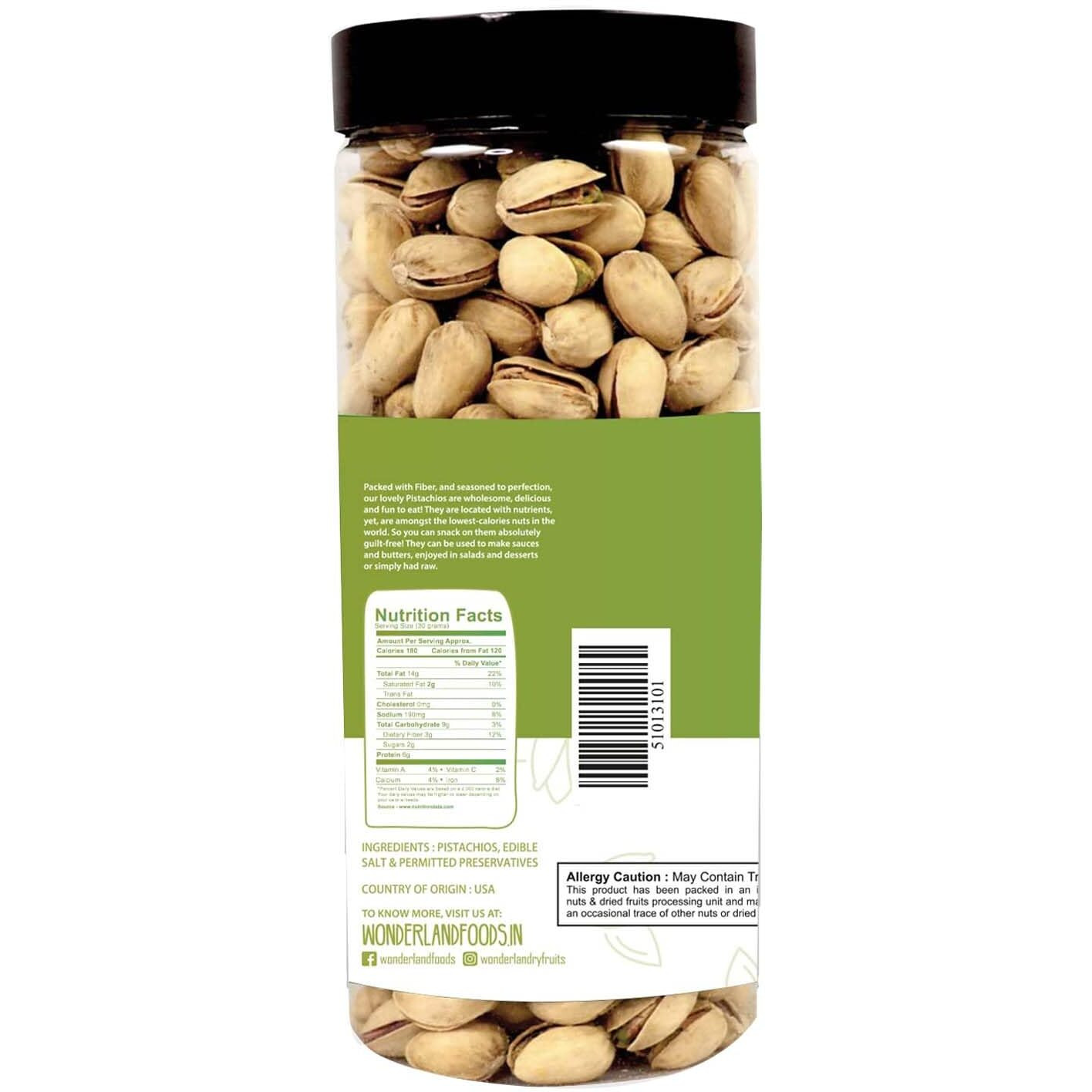 WONDERLAND FOODS (DEVICE)Dry Fruits American California Roasted & Salted Jumbo Pistachios (Pista) 500g Jar | Super Crunchy & Delicious Healthy Snack | Vitamins & Minerals Rich | Immunity Booster