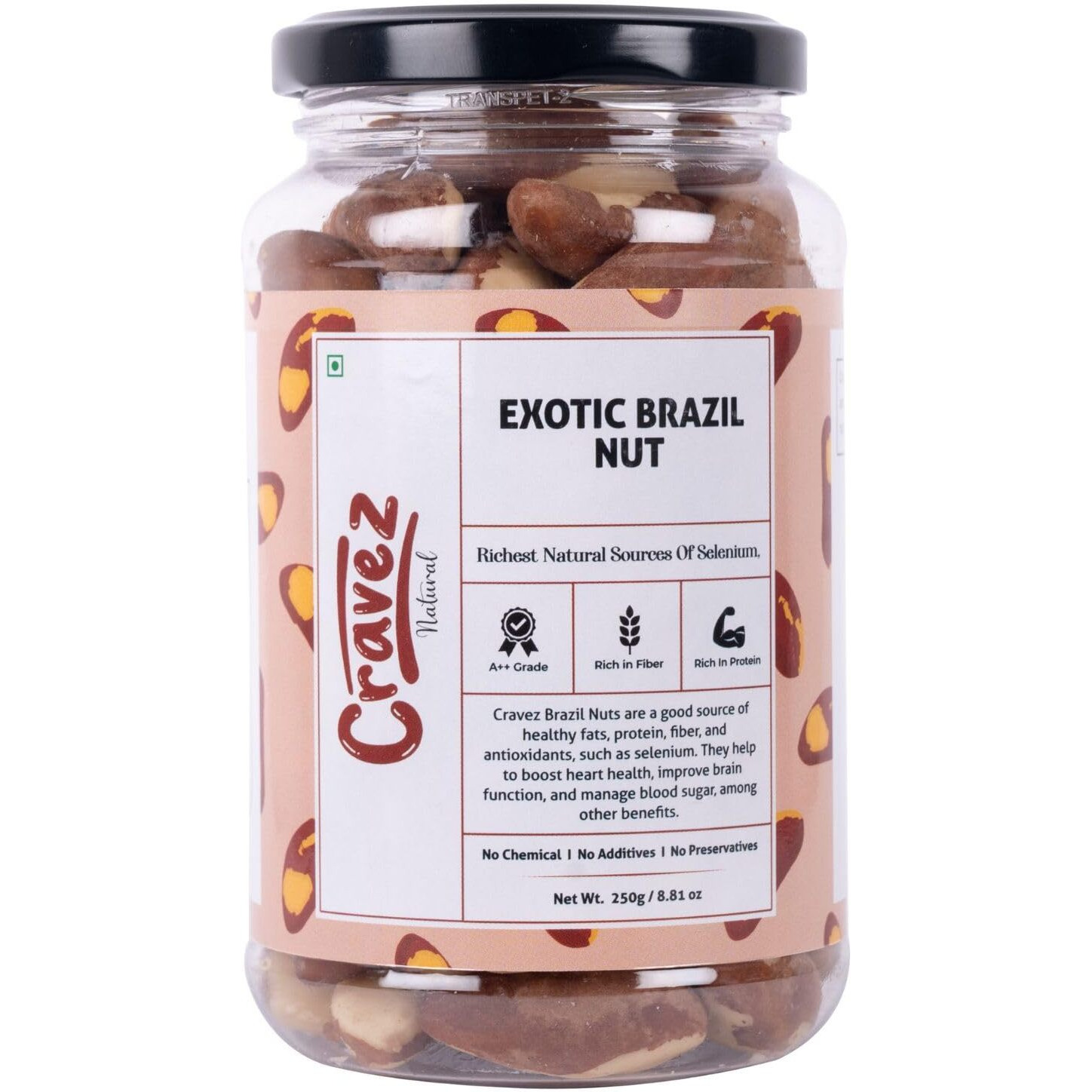 cravez Natural Exotic Brazil Nuts -250 Gm (Grade A ++ Nuts, Premium Jumbo Size, Imported) - Richest Natural Source Of Selenium, Dried
