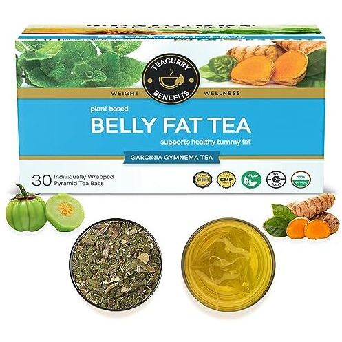 TEACURRY Belly Fat Tea (30 Tea Bags, 1 Month Pack) - Helps to lower the Belly Fat, Manage Weight | Herbal Tea For Men and Women