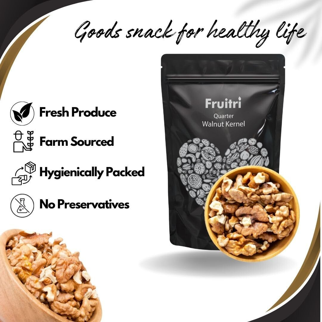 Fruitri Light Broken walnuts 1kg without shell | Akhrot Giri | No Shells, All Flavor | Perfect for Snacking & Baking | Walnut kernels dry fruit value pack