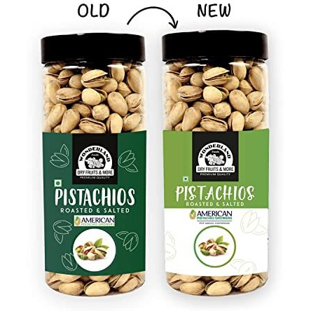 Wonderland Foods Dry Fruits | American California Roasted & Salted Jumbo Pistachios (Pista) 1Kg (500gX2) Jar Combo Pack | Super Crunchy & Delicious Healthy Snack | Vitamins & Minerals Rich
