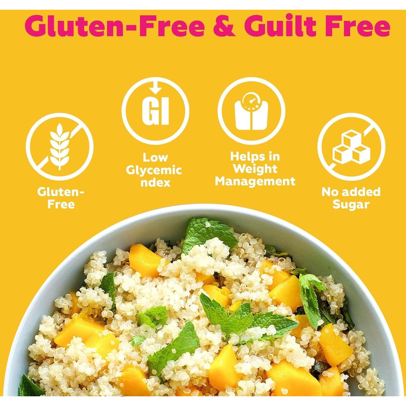 Yogabar Organic Quinoa 2 Kg | Certified Gluten Free Organic Quinoa | Weight Loss alternative to Rice and Wheat | High In Iron & Fibre | 100% Vegan & No Preservatives