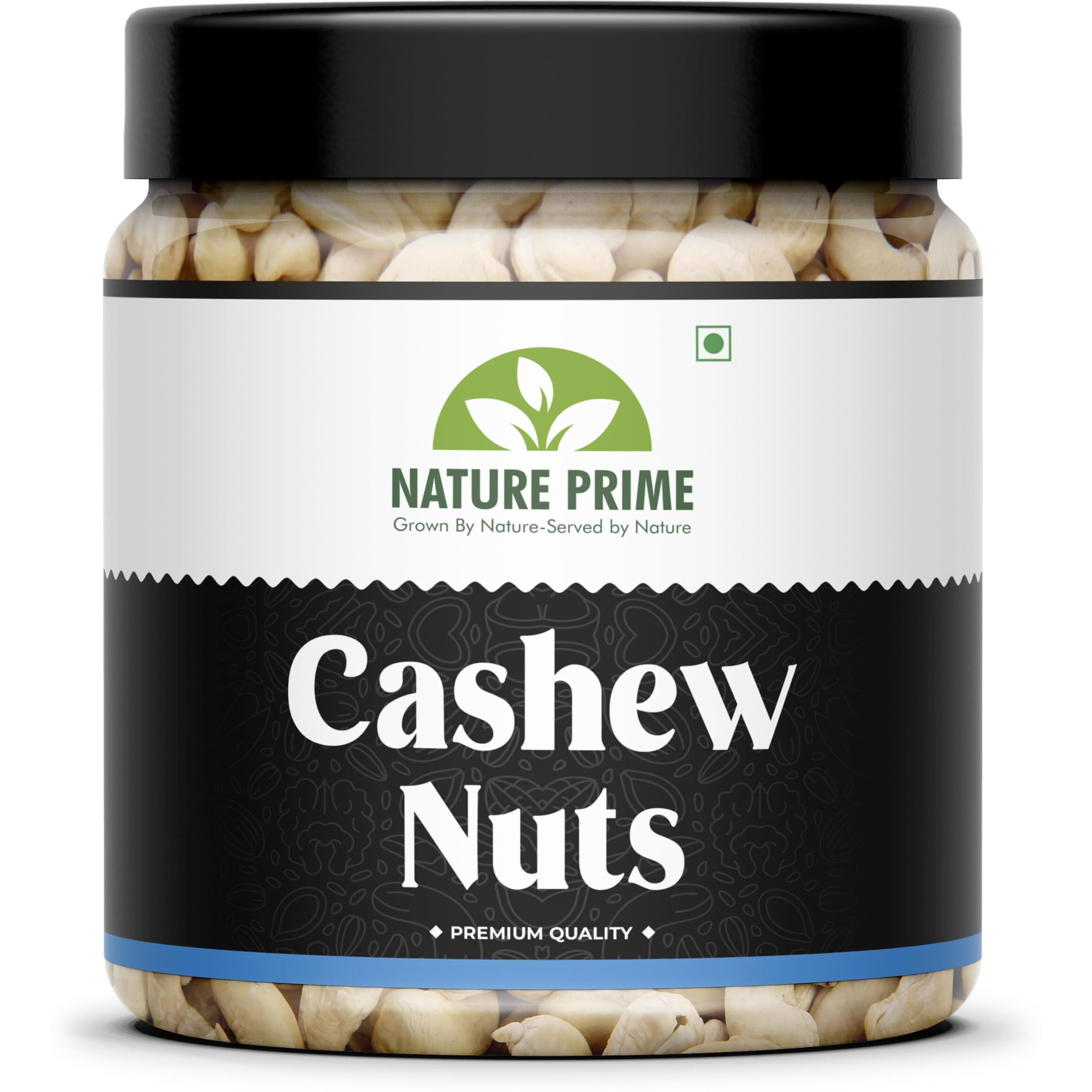 NATURE PRIME 100% Natural&Crunchy Premium Whole Cashews 1 Kg (W320) Nutritious&Delicious Nuts, Premium Kaju Nuts|Gluten Free|Source Of Minerals&Vitamins|Dry Fruits (Jar Pack) (Packing May Differ)