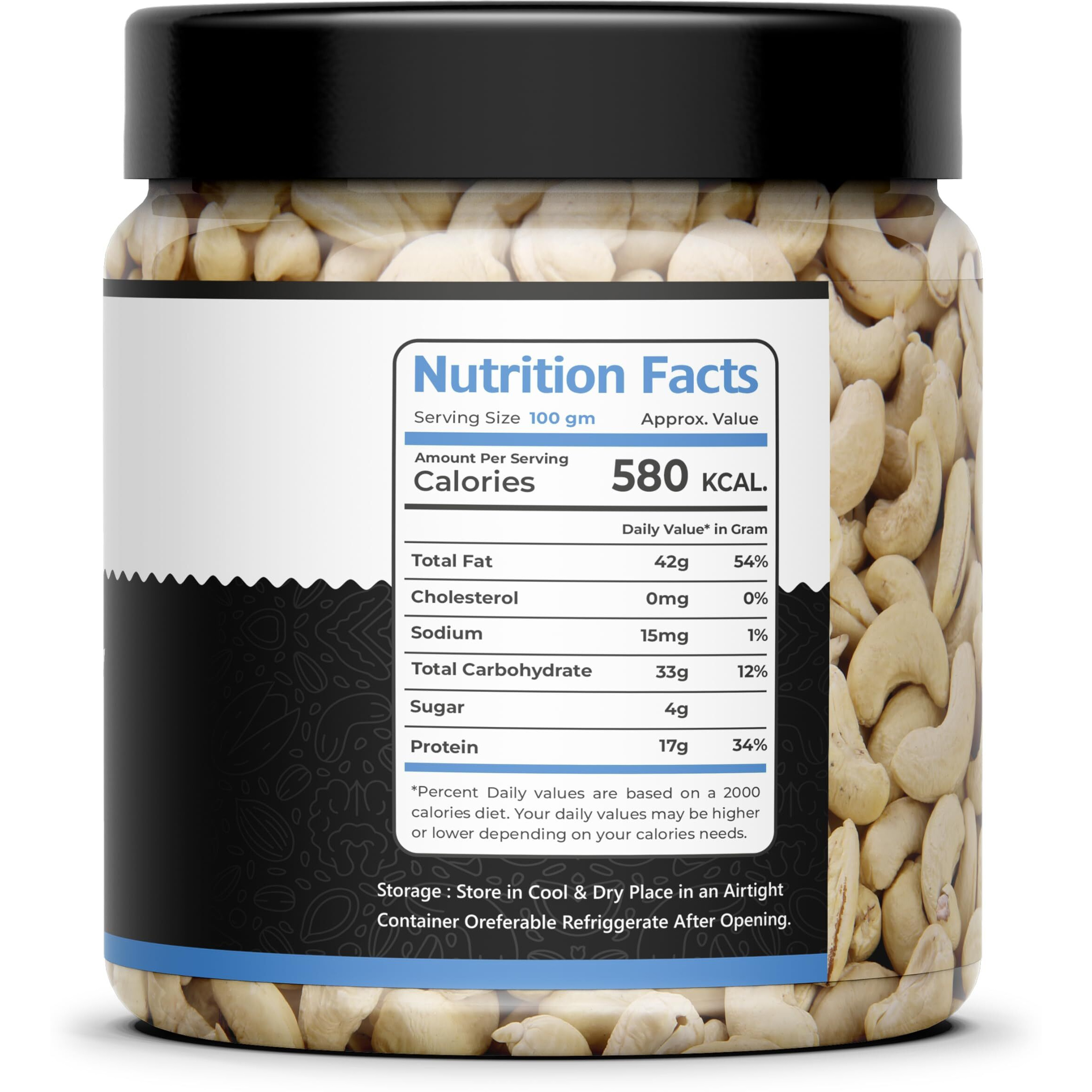 NATURE PRIME 100% Natural&Crunchy Premium Whole Cashews 1 Kg (W320) Nutritious&Delicious Nuts, Premium Kaju Nuts|Gluten Free|Source Of Minerals&Vitamins|Dry Fruits (Jar Pack) (Packing May Differ)