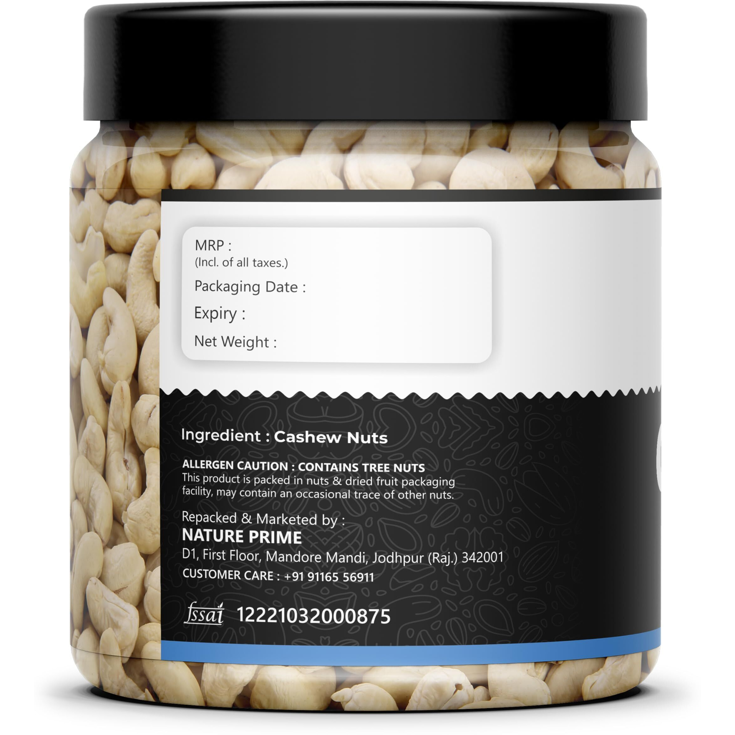 NATURE PRIME 100% Natural&Crunchy Premium Whole Cashews 1 Kg (W320) Nutritious&Delicious Nuts, Premium Kaju Nuts|Gluten Free|Source Of Minerals&Vitamins|Dry Fruits (Jar Pack) (Packing May Differ)
