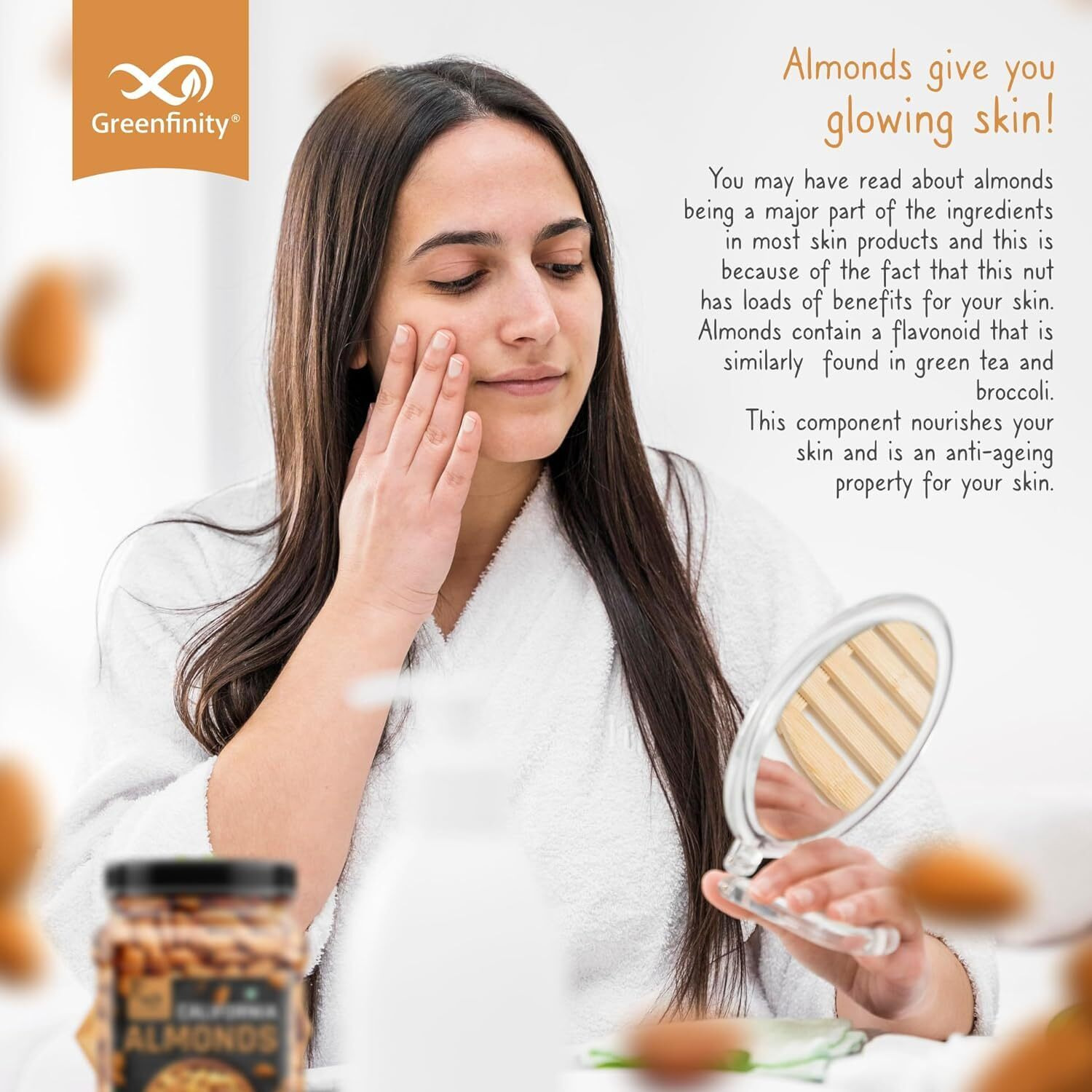GreenFinity Fresh Almonds 500gm | Badam | Healthy and Tasty Dry Fruits Delicious Snacks