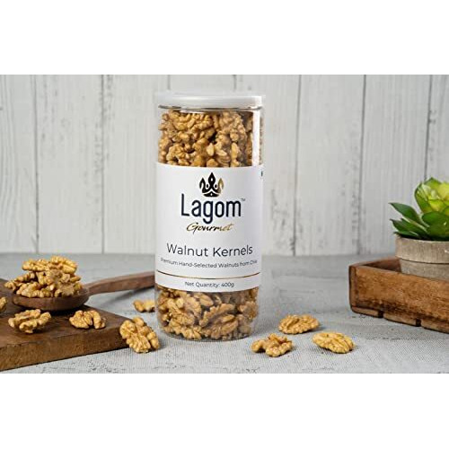 Lagom Gourmet Chilean Walnut Kernels 400g | All Natural | No Preservatives | No Additives | Gluten Free | Vegan | Plant Based | Non GMO | Walnuts Dry Fruit | Walnuts Without Shell | Akhrot Giri