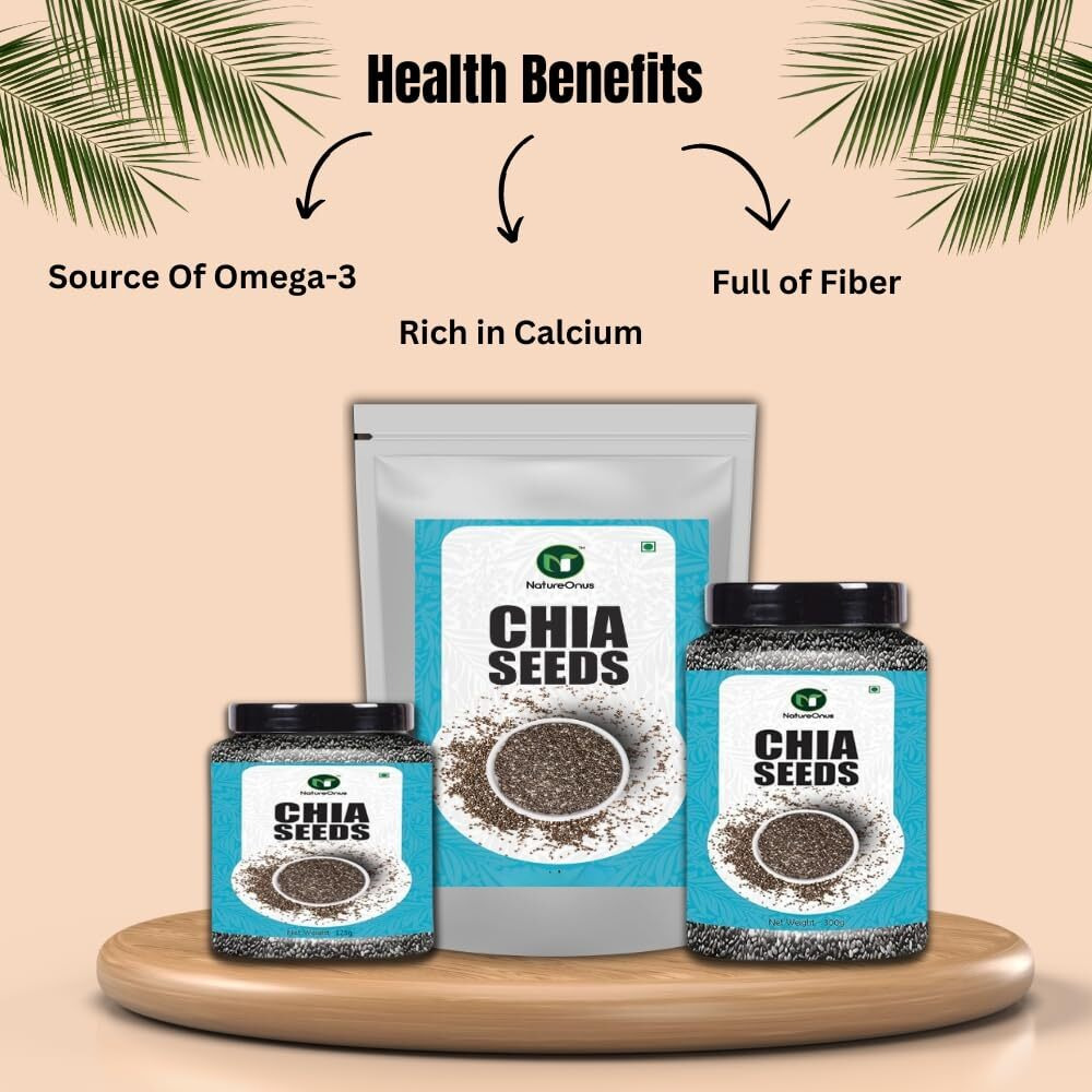NatureOnus All Raw Seeds Combo Pack of 6- 750g | Chia, Pumpkin, Sunflower, Flax, Watermelon & Basil Seeds 125g Each | Seeds Mix Superfoods for Eating Rich in Antioxidants Vitamins & Minerals